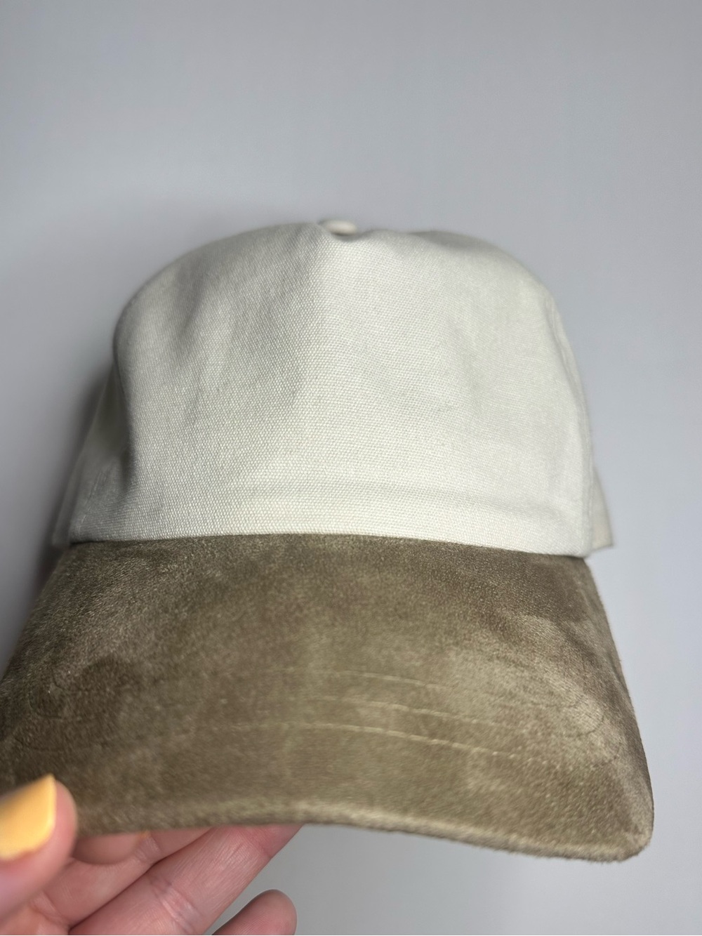 Universal Thread Cream and Taupe Baseball Cap with faux suede feel brim
